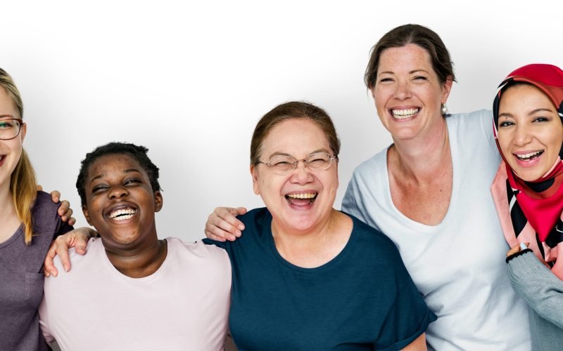 Group of women feminism togetherness smiling teamwork